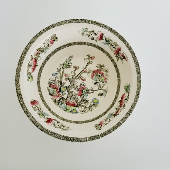 Vintage Johnson Bros Indian Tree 8" Round Serving Bowl Oriental Red Green Floral - Picture 2 of 10